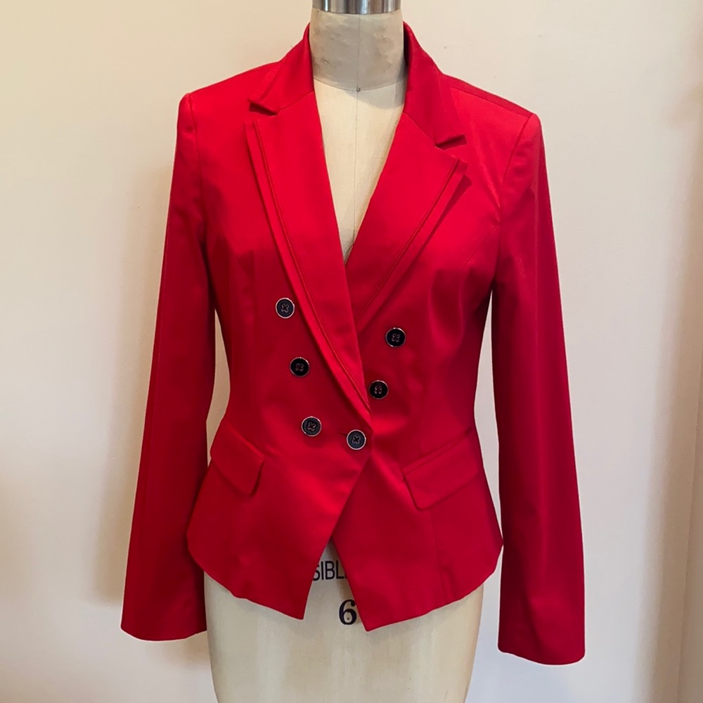 White House Black Market red jacket blazer 8 cotton